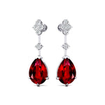 Teardrop Ruby Drop Earrings with Accent Diamonds - GeumJewels