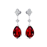 Teardrop Ruby Drop Earrings with Accent Diamonds - GeumJewels