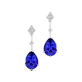 Teardrop Tanzanite Drop Earrings with Accent Diamonds - GeumJewels