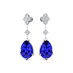 Teardrop Tanzanite Drop Earrings with Accent Diamonds - GeumJewels