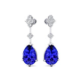 Teardrop Tanzanite Drop Earrings with Accent Diamonds - GeumJewels