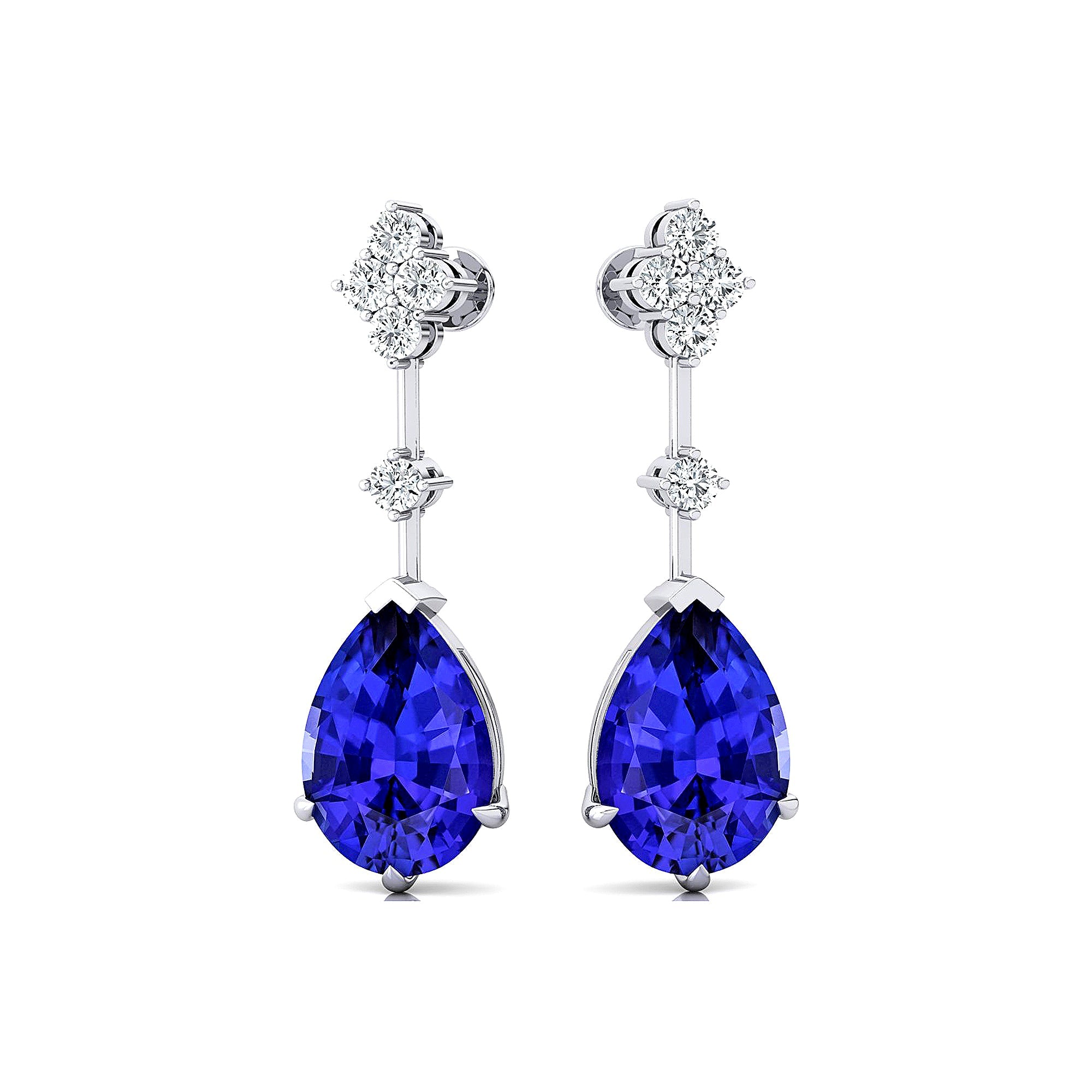 Teardrop Tanzanite Drop Earrings with Accent Diamonds - GeumJewels