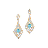 Vintage Inspired Pear Cut Aquamarine Diamond Drop Earrings - GeumJewels