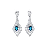 Vintage Inspired Pear Cut London Blue Topaz Diamond Drop Earrings - GeumJewels