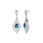Vintage Inspired Pear Cut London Blue Topaz Diamond Drop Earrings - GeumJewels