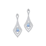 Vintage Inspired Pear Cut Moonstone Diamond Drop Earrings - GeumJewels