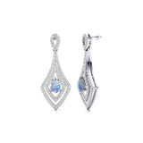 Vintage Inspired Pear Cut Moonstone Diamond Drop Earrings - GeumJewels