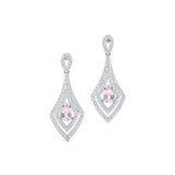 Vintage Inspired Pear Cut Morganite Diamond Drop Earrings - GeumJewels