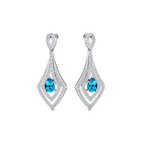 Vintage Inspired Pear Cut Swiss Blue Topaz Diamond Drop Earrings - GeumJewels