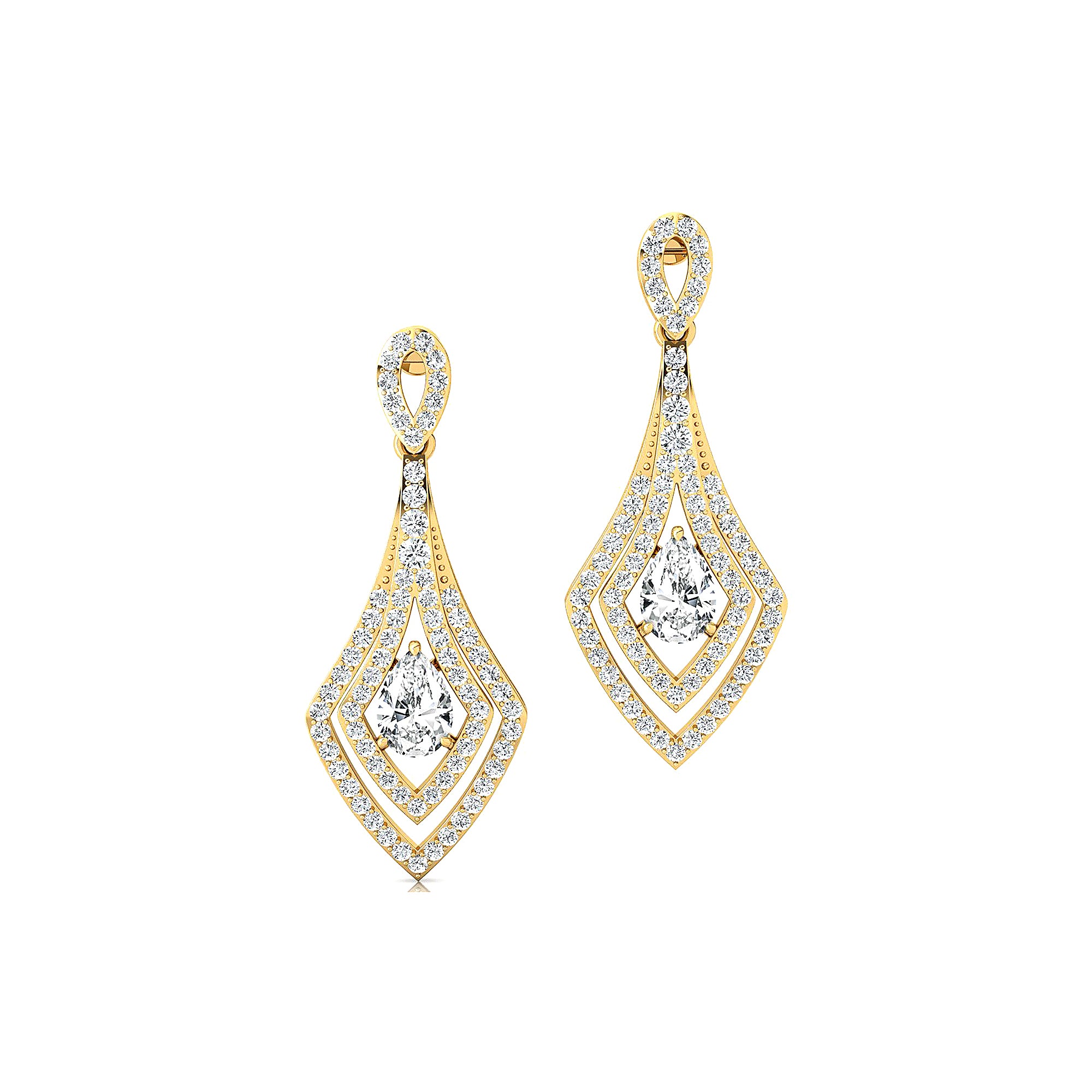 Vintage Lab Diamond Inspired Pear Cut Diamond Drop Earrings - GeumJewels