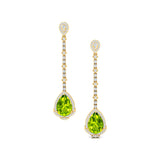 Vintage Style Pear Cut Peridot Halo Diamond Drop Earrings - GeumJewels