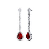 Vintage Style Pear Cut Ruby Halo Diamond Drop Earrings - GeumJewels