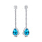 Vintage Style Pear Cut Swiss Blue Topaz Halo Diamond Drop Earrings - GeumJewels