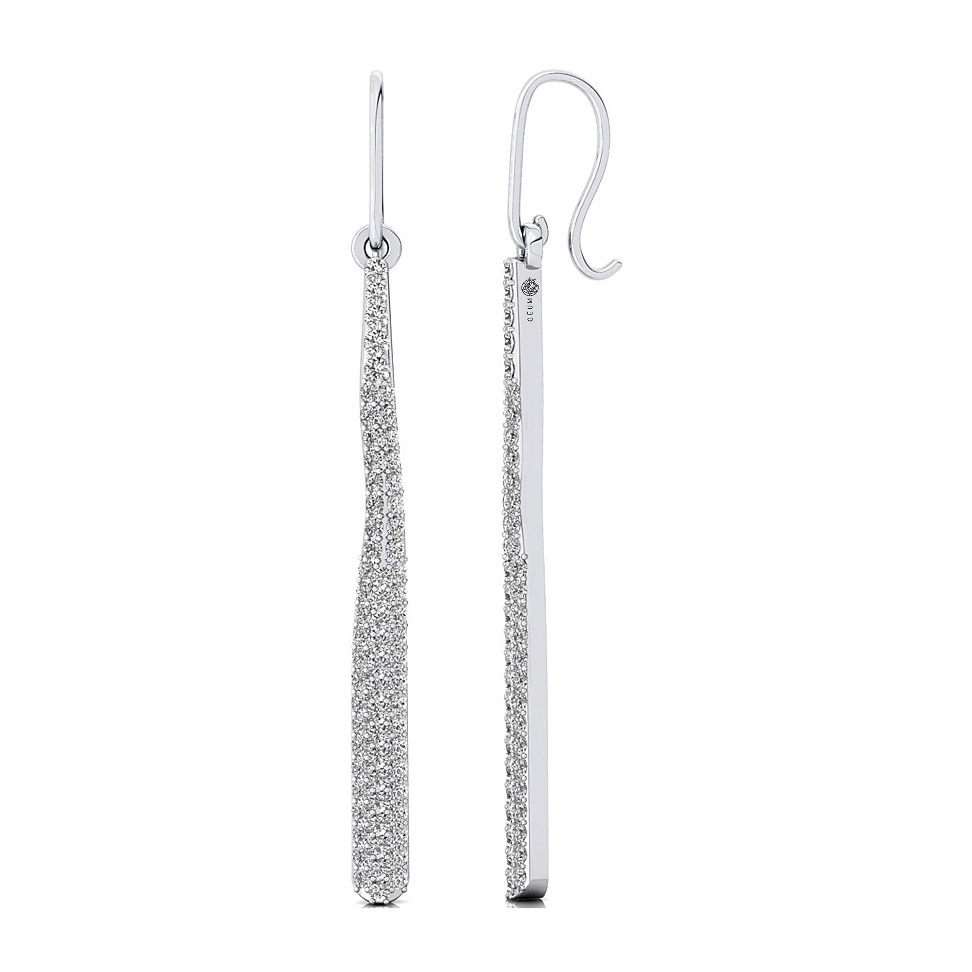 Classic Style Long Diamond Drop Earrings - GeumJewels