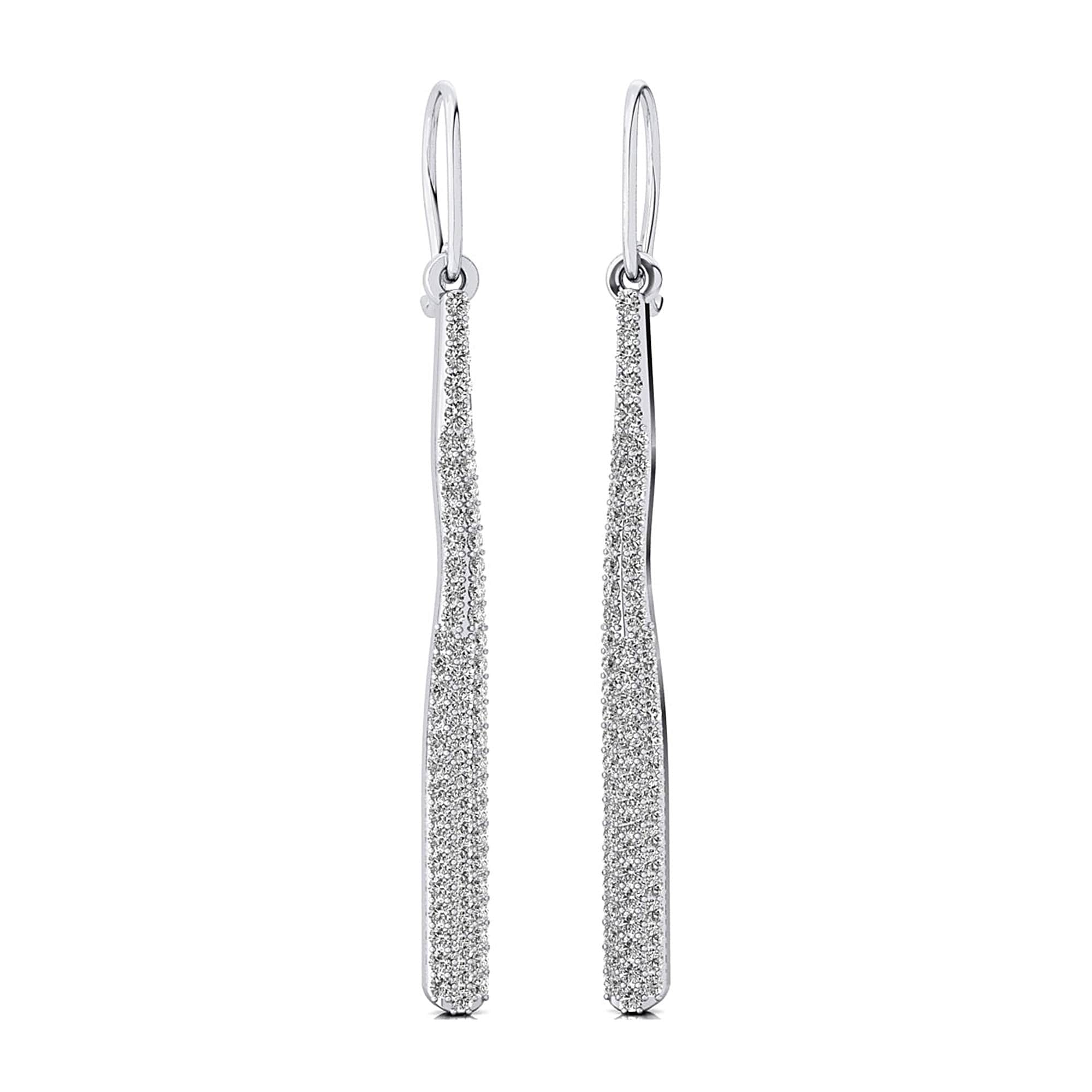 Classic Style Long Diamond Drop Earrings - GeumJewels