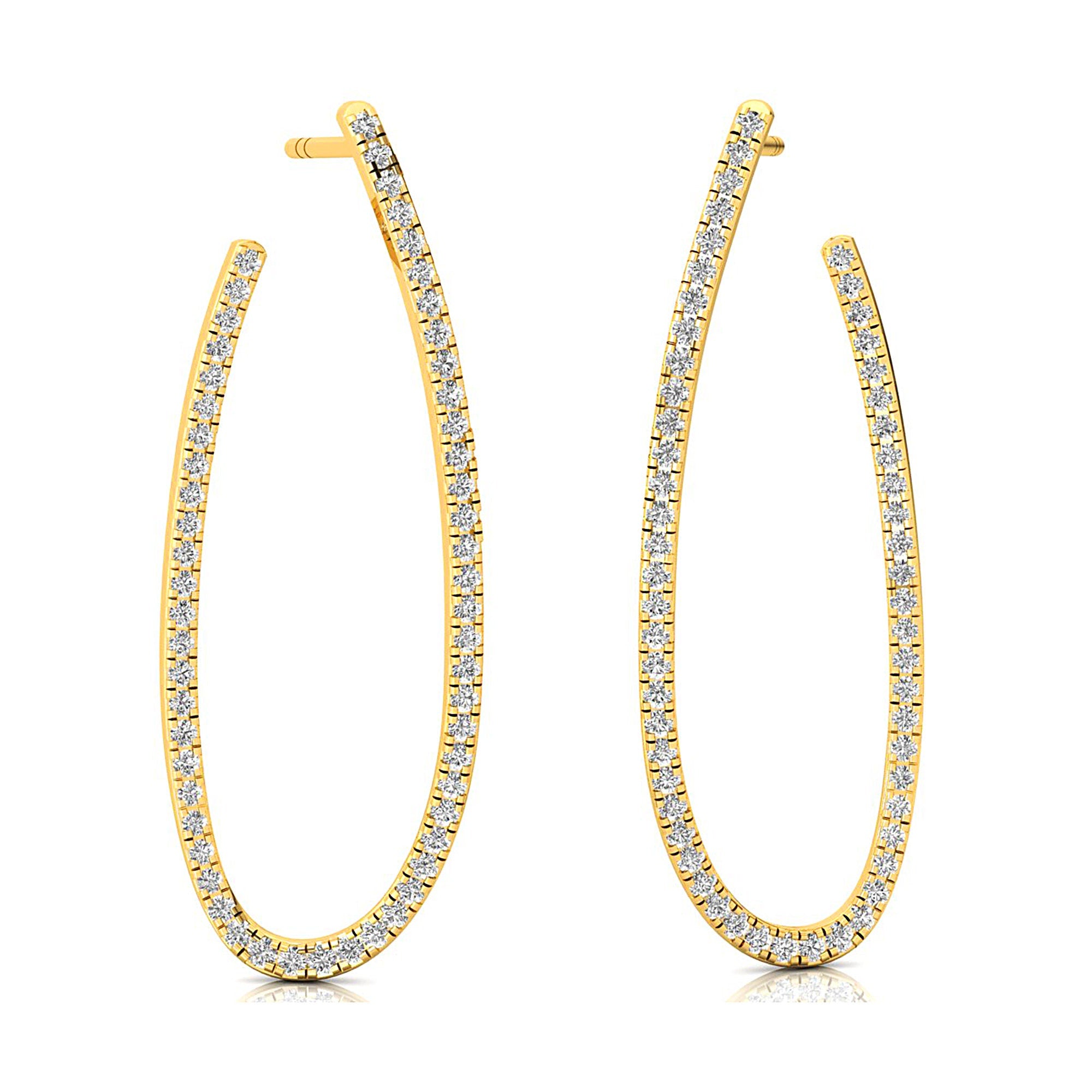 Elongated Linear Diamond Drop Earrings - GeumJewels