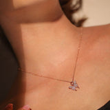 18K Solid Gold Natural Diamond Butterfly Pendant - GeumJewels
