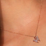 18K Solid Gold Natural Diamond Butterfly Pendant - GeumJewels