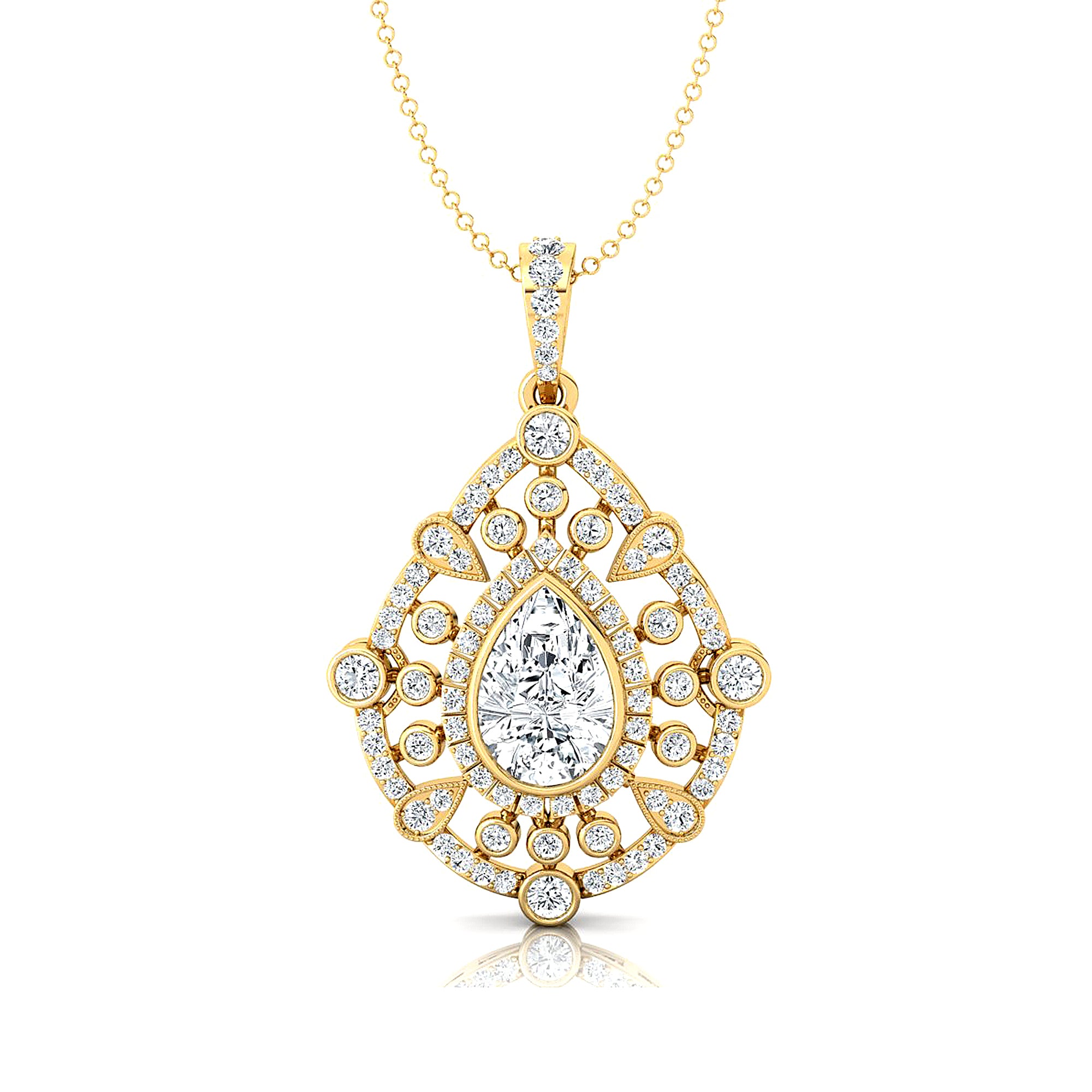 Art Deco Inspired Teardrop Lab Diamond Pendant - GeumJewels