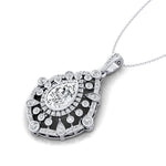 Art Deco Inspired Teardrop Lab Diamond Pendant - GeumJewels