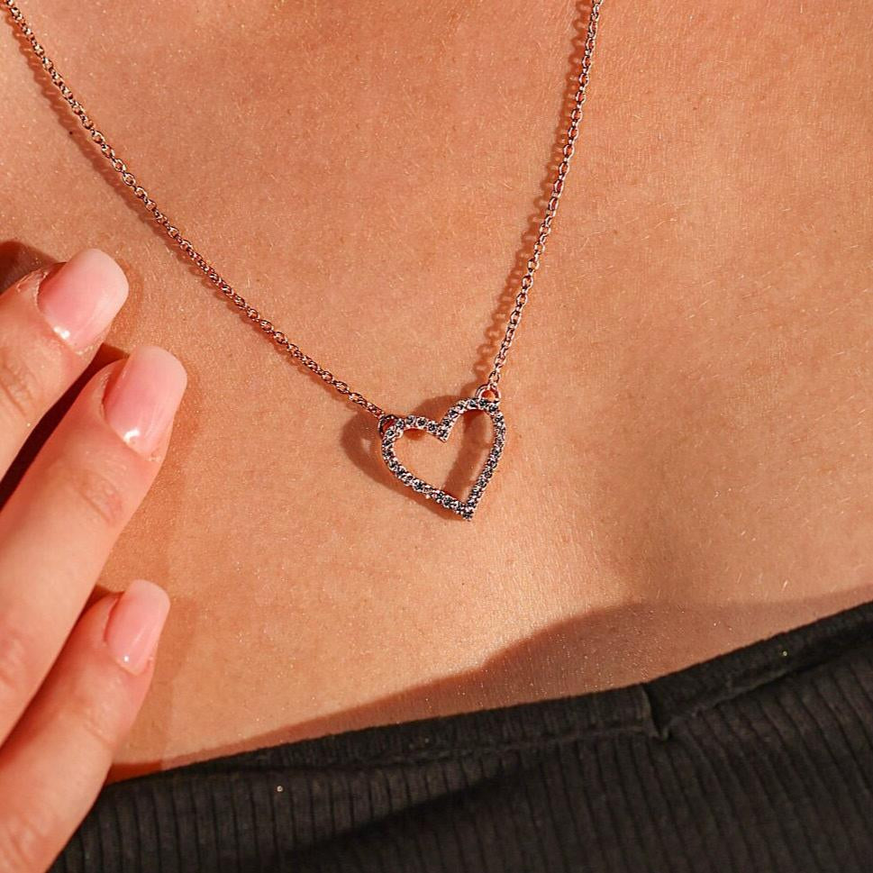 Diagonal Heart Diamond Necklace - GeumJewels