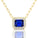 Emerald Cut Blue Sapphire Halo Set Diamond Necklace - GeumJewels