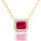 Emerald Cut Pink Sapphire Halo Set Diamond Necklace - GeumJewels