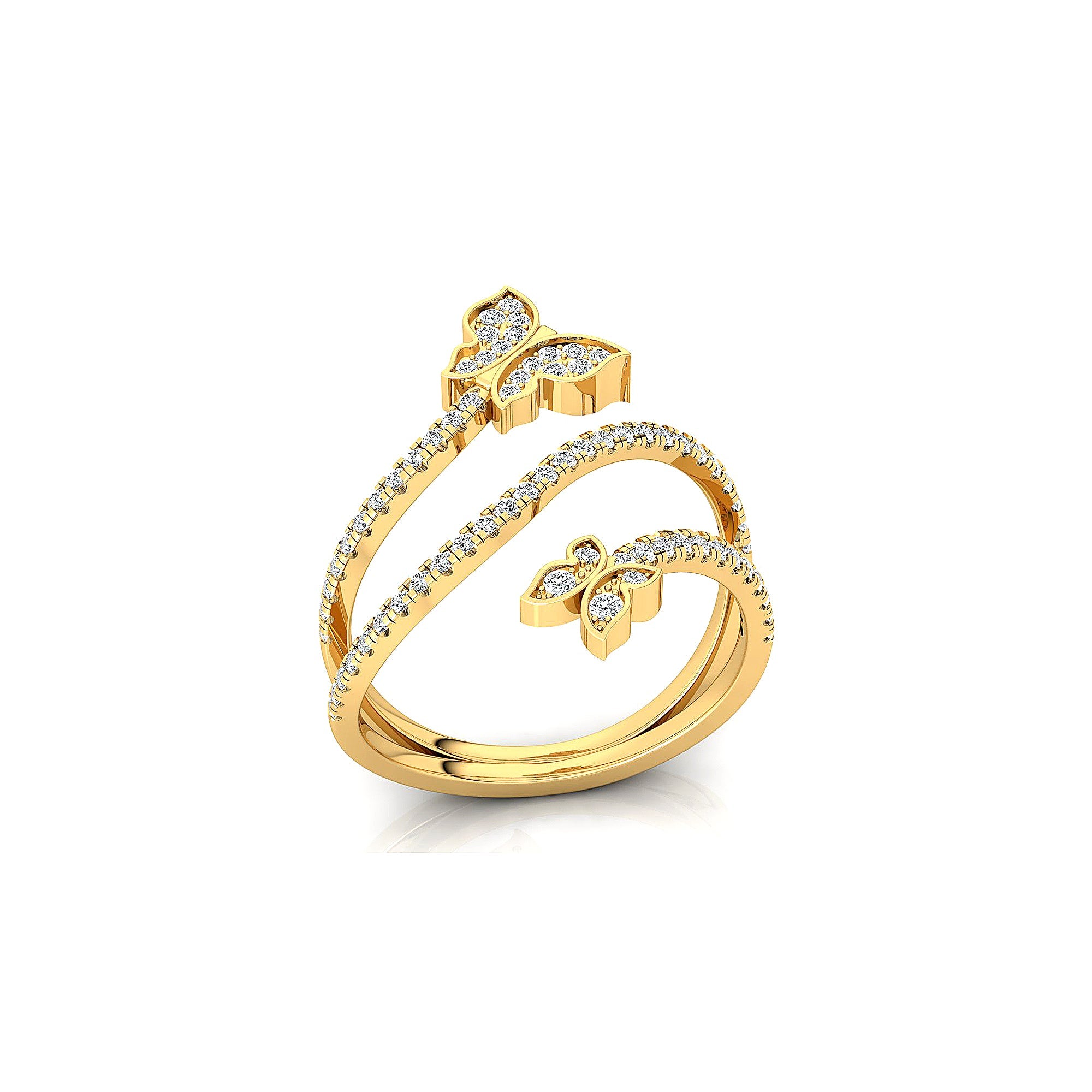 Pave Set Spiral Butterfly Diamond Ring - GeumJewels