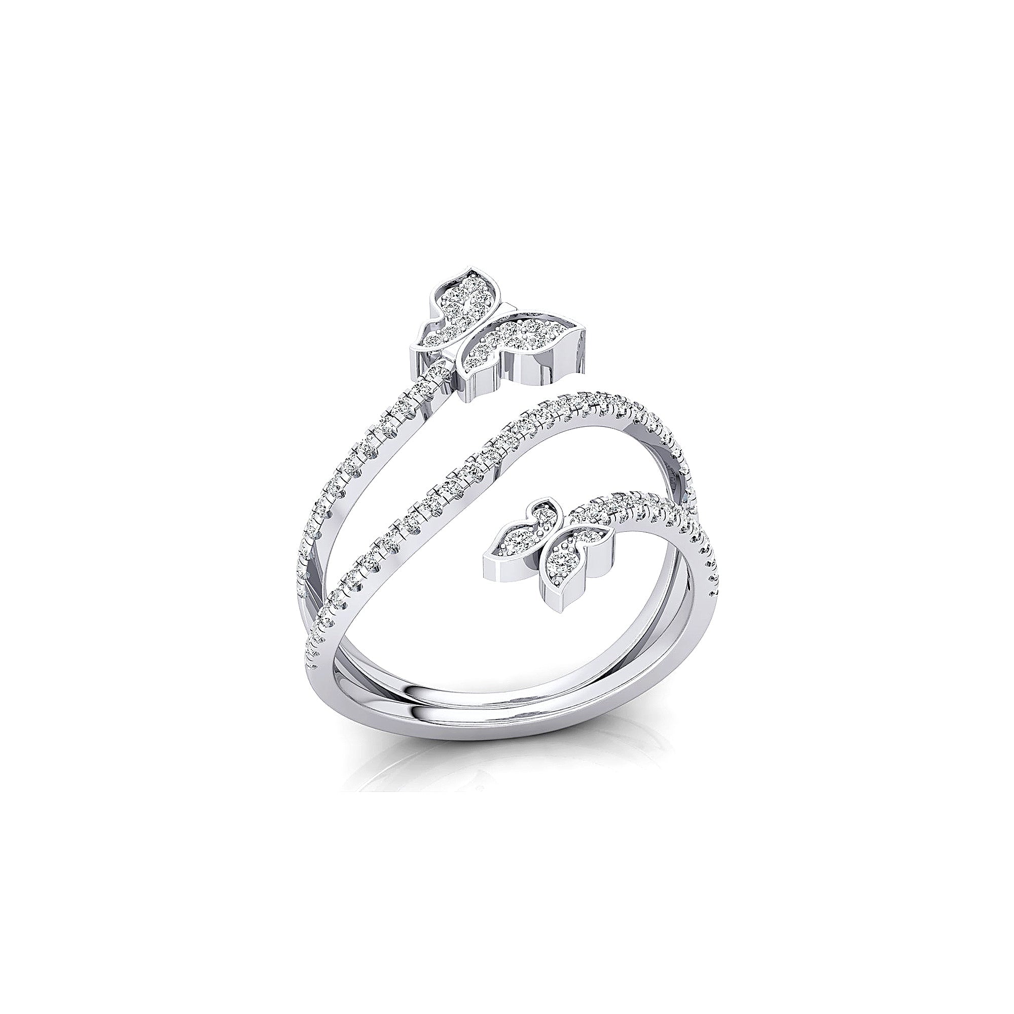 Pave Set Spiral Butterfly Diamond Ring - GeumJewels