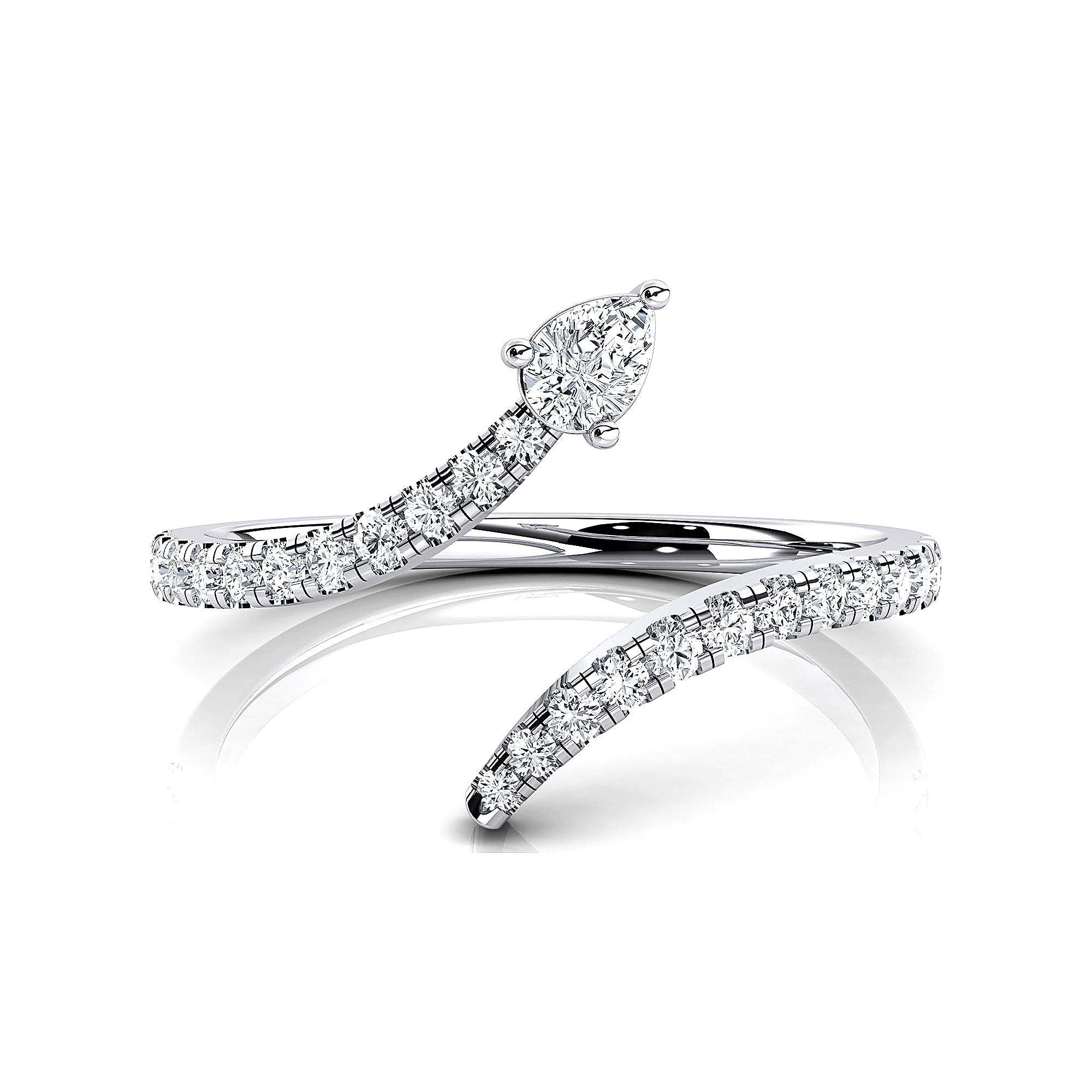 Pear Shaped Solitaire Full Eternity Open Diamond Ring - GeumJewels