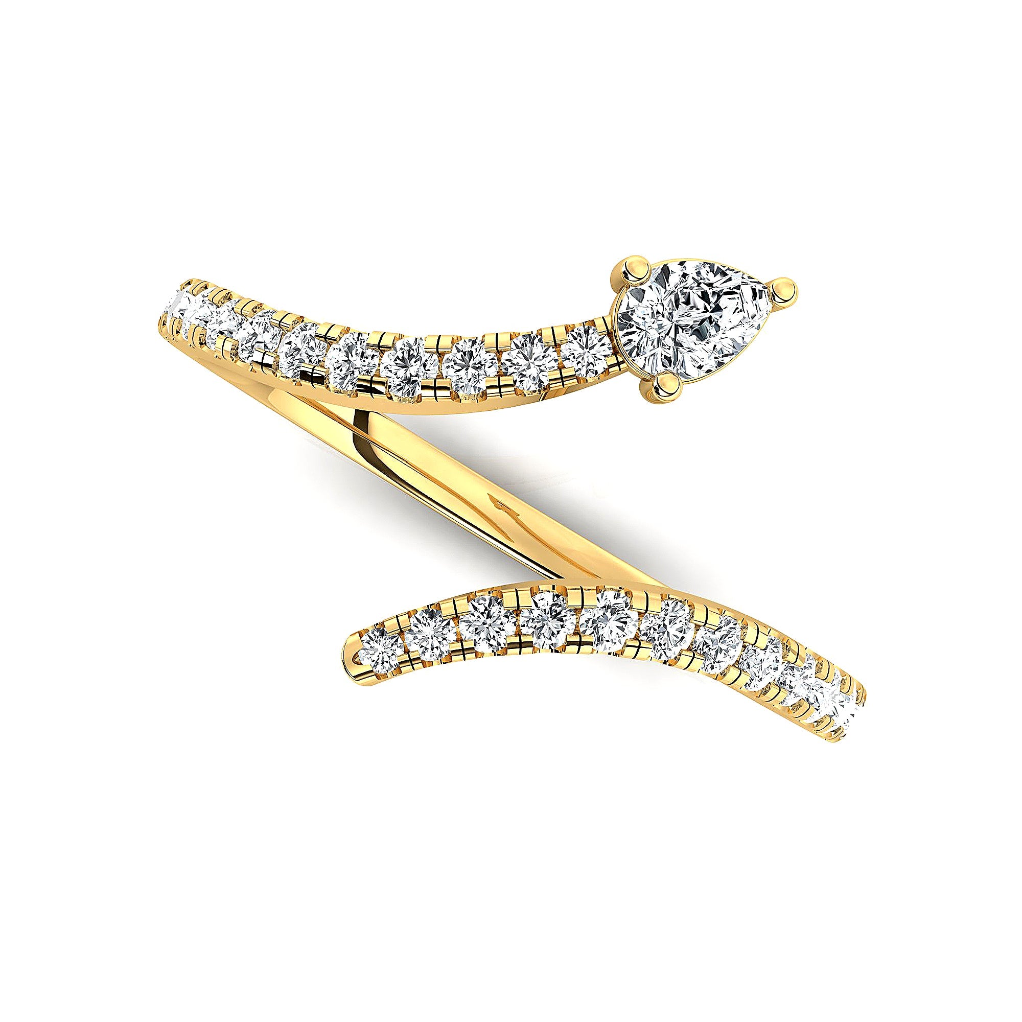 Pear Shaped Solitaire Full Eternity Open Diamond Ring - GeumJewels