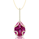Teardrop Shaped Pink Sapphire Pendant Wrapped with Diamond Loop - GeumJewels