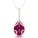 Teardrop Shaped Pink Sapphire Pendant Wrapped with Diamond Loop - GeumJewels