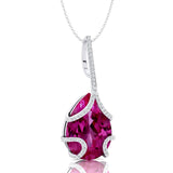 Teardrop Shaped Pink Sapphire Pendant Wrapped with Diamond Loop - GeumJewels