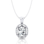 Vintage Style Oval Shaped Lab Diamond Halo Set with Diamond Accents - GeumJewels