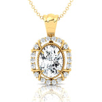 Vintage Style Oval Shaped Lab Diamond Halo Set with Diamond Accents - GeumJewels