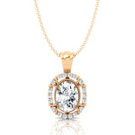 Vintage Style Oval Shaped Lab Diamond Halo Set with Diamond Accents - GeumJewels