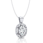 Vintage Style Oval Shaped Lab Diamond Halo Set with Diamond Accents - GeumJewels