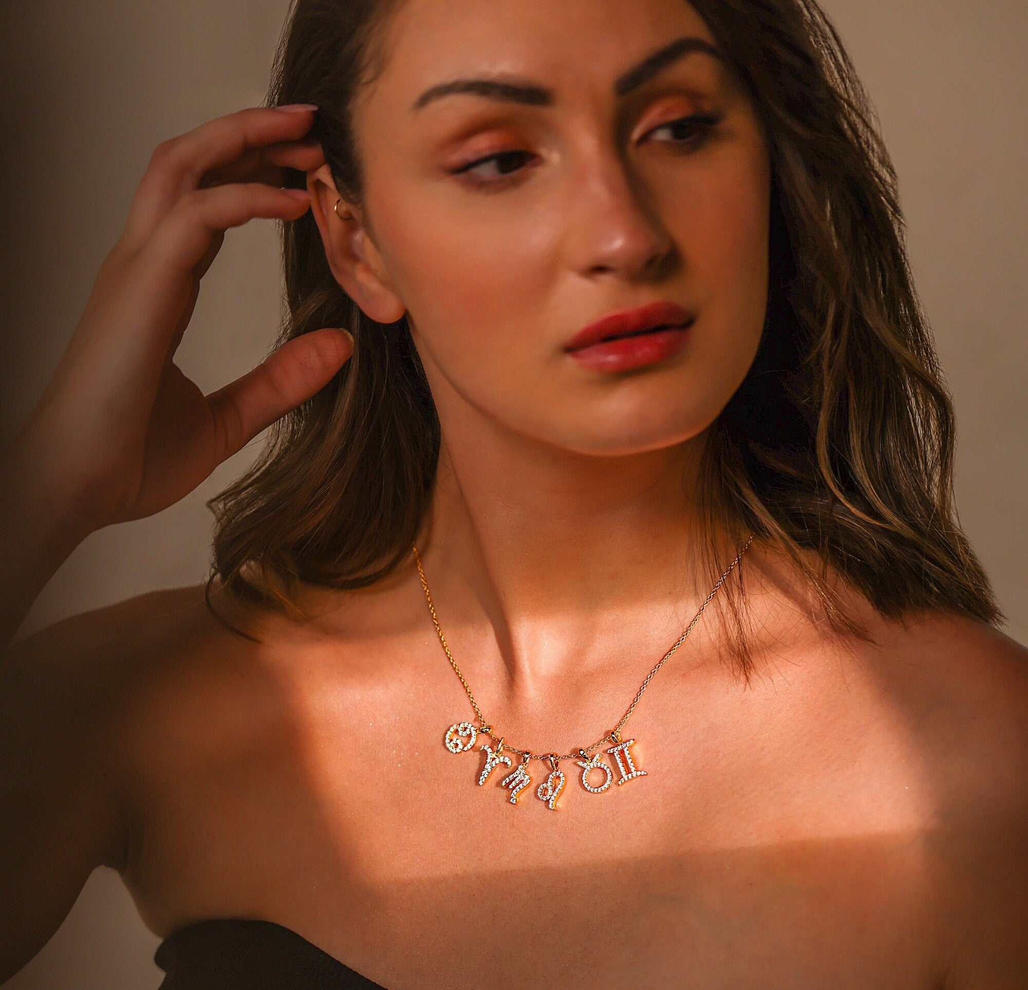 Aries Zodiac Diamond Charm Gold Pendant - GeumJewels