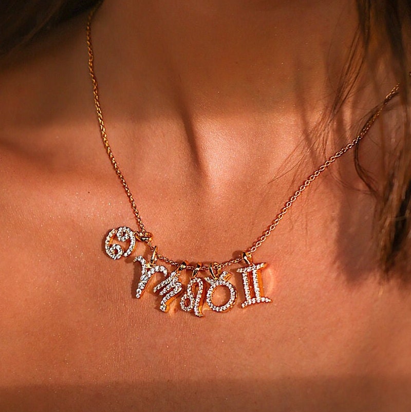Aries Zodiac Diamond Charm Gold Pendant - GeumJewels