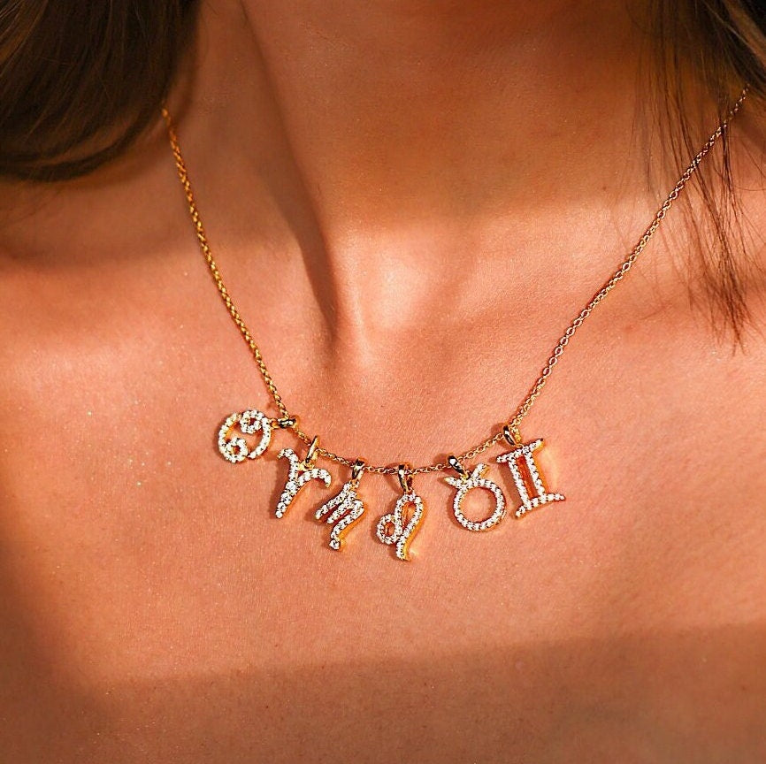 Cancer Zodiac Diamond Charm Gold Pendant - GeumJewels