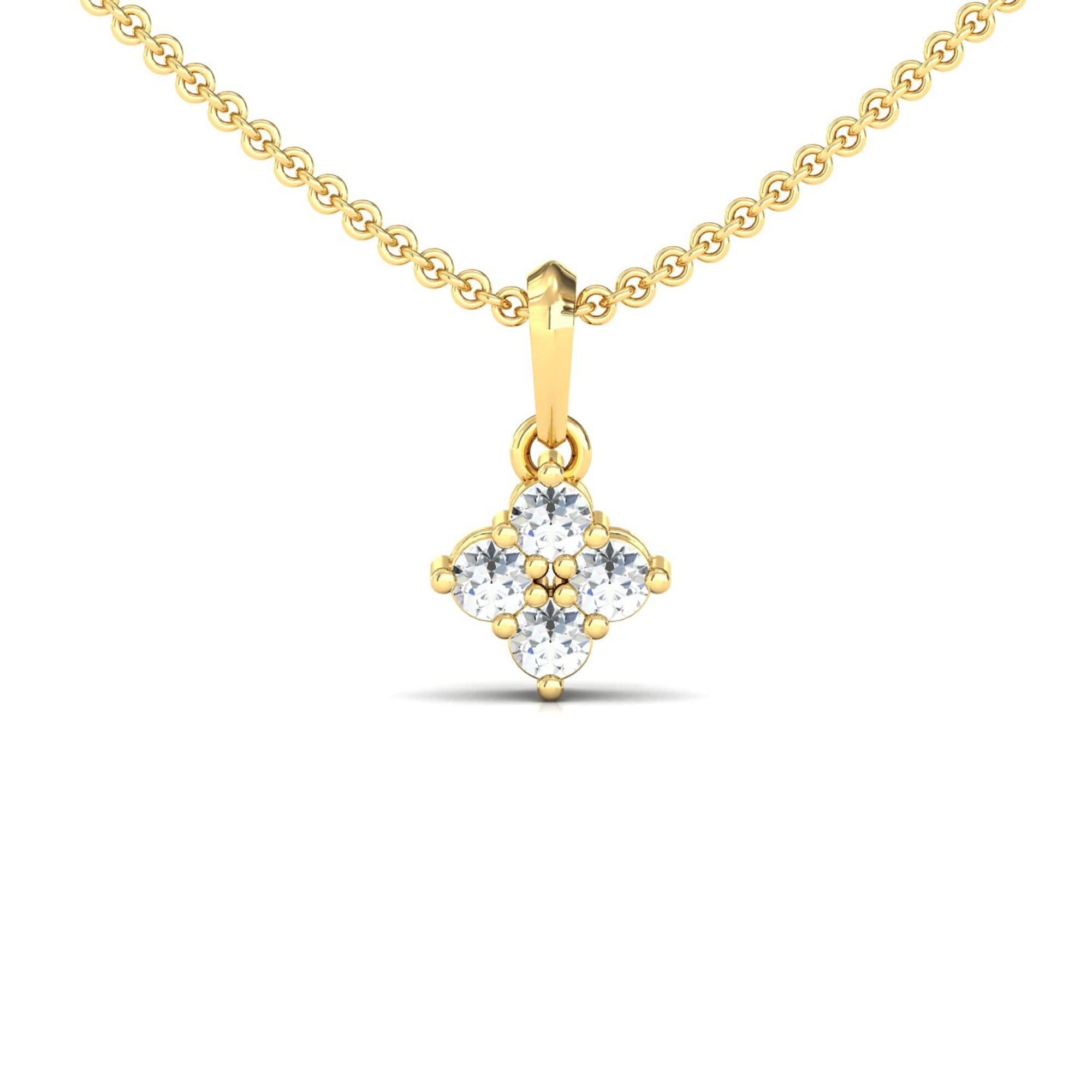 Classic Shared Prong Four Solitaire Charm Pendant - GeumJewels