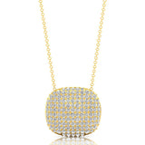 Cushion Shaped Diamond Cluster Gold Necklace - GeumJewels