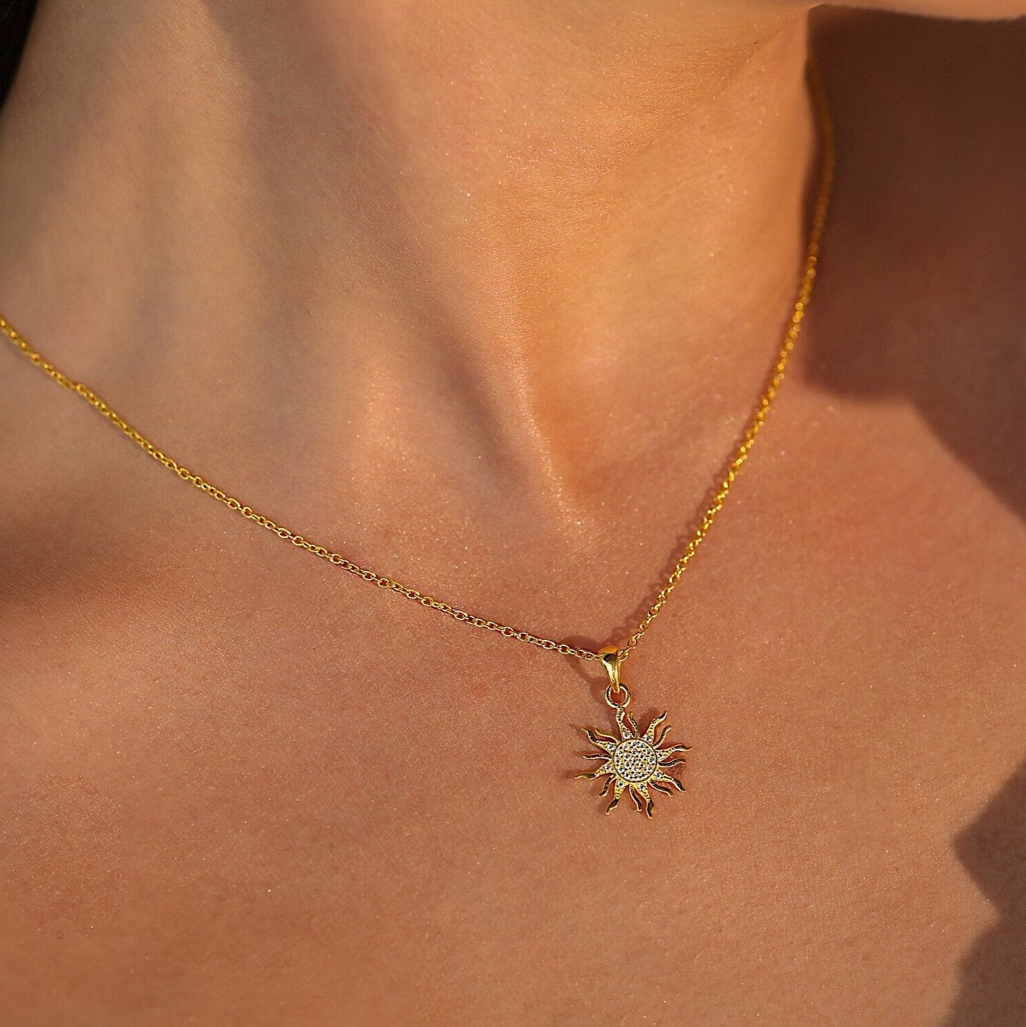 Shinning Sun Diamond Celestial Pendant - GeumJewels