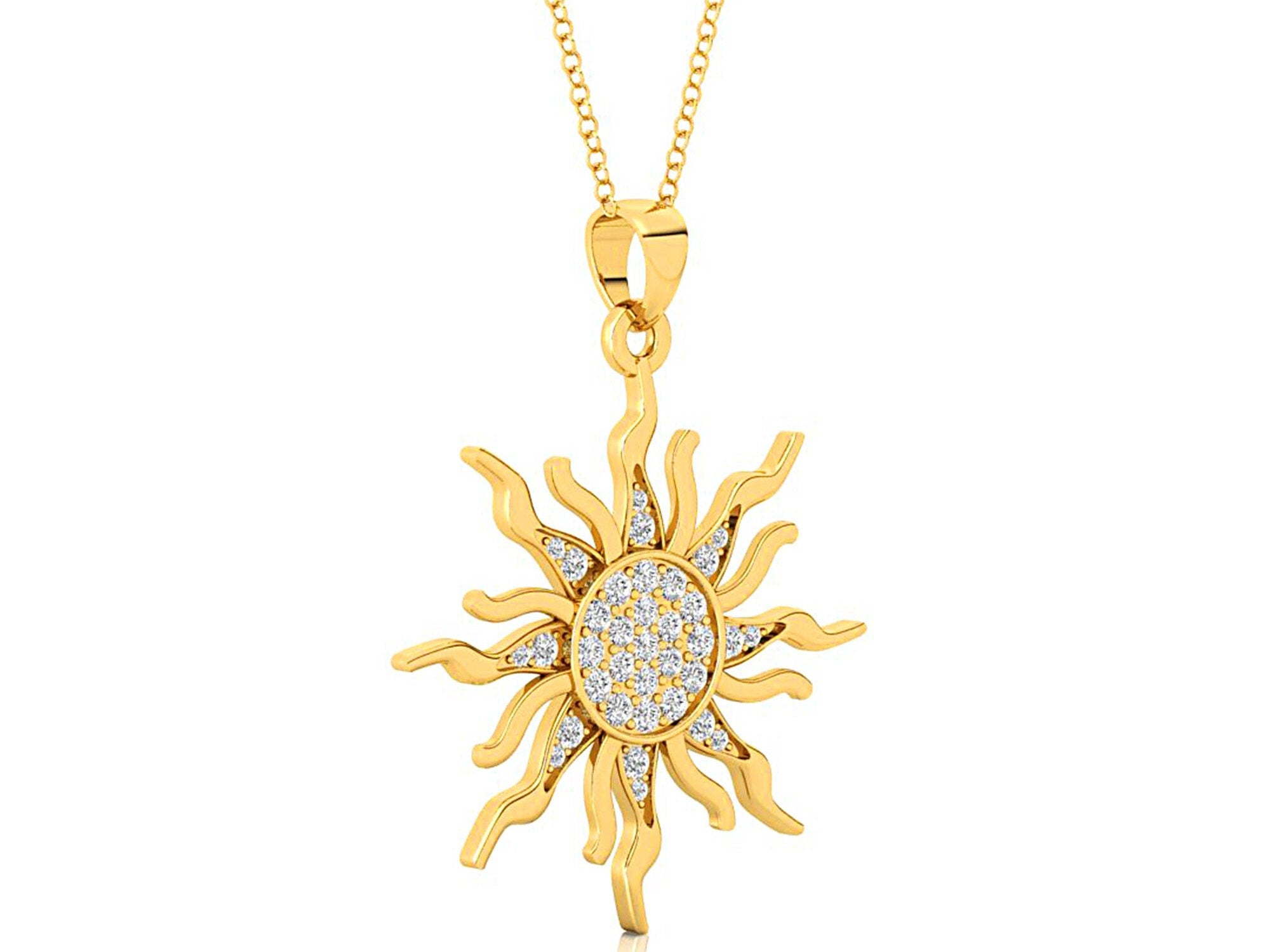 Shinning Sun Diamond Celestial Pendant - GeumJewels