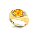 Classic Dome Shaped Diamond Oval Cut Citrine Ring - GeumJewels