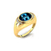 Classic Dome Shaped Diamond Oval Cut London Blue Topaz Ring - GeumJewels