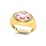 Classic Dome Shaped Diamond Oval Cut Morganite Ring - GeumJewels