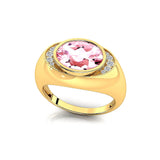 Classic Dome Shaped Diamond Oval Cut Morganite Ring - GeumJewels