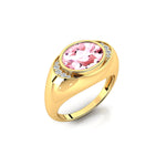 Classic Dome Shaped Diamond Oval Cut Morganite Ring - GeumJewels